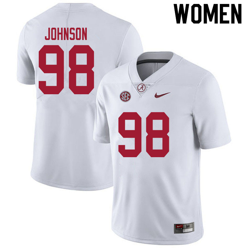 Alabama Crimson Tide Women's Sam Johnson #98 White NCAA Nike Authentic Stitched 2020 College Football Jersey HO16U02CB